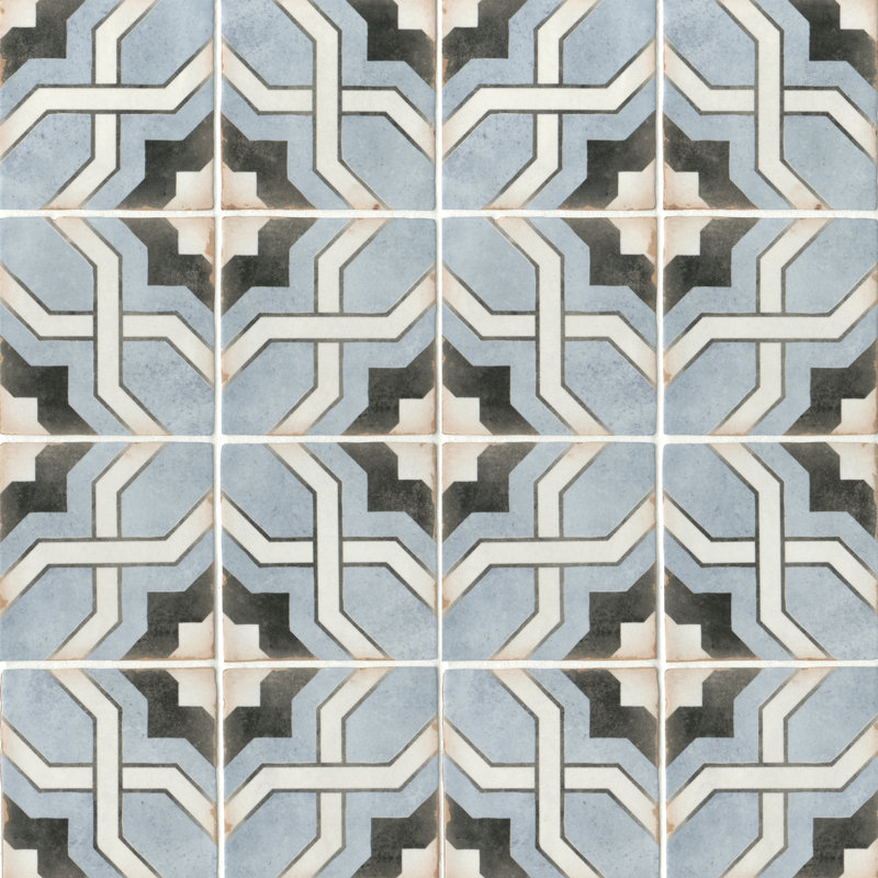 Casablanca 5" x 5" Ceramic Patterned Floor Use Tile, Attia