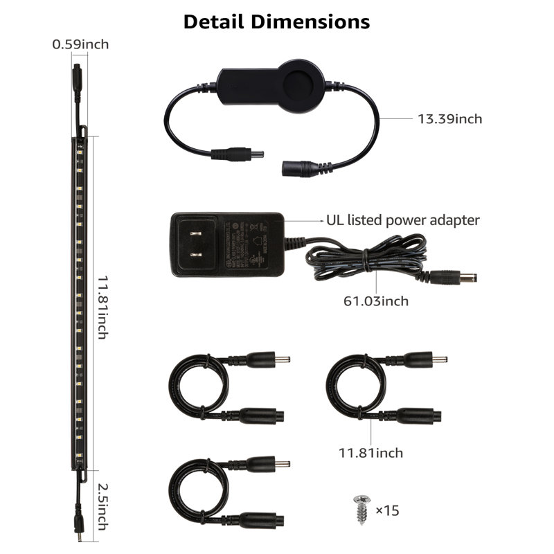 9W 12 Inch Smart Led Light Bar Kit, Work With Alexa, App Control, Linkable Light Bars, 3000K, 3000 Kelvin