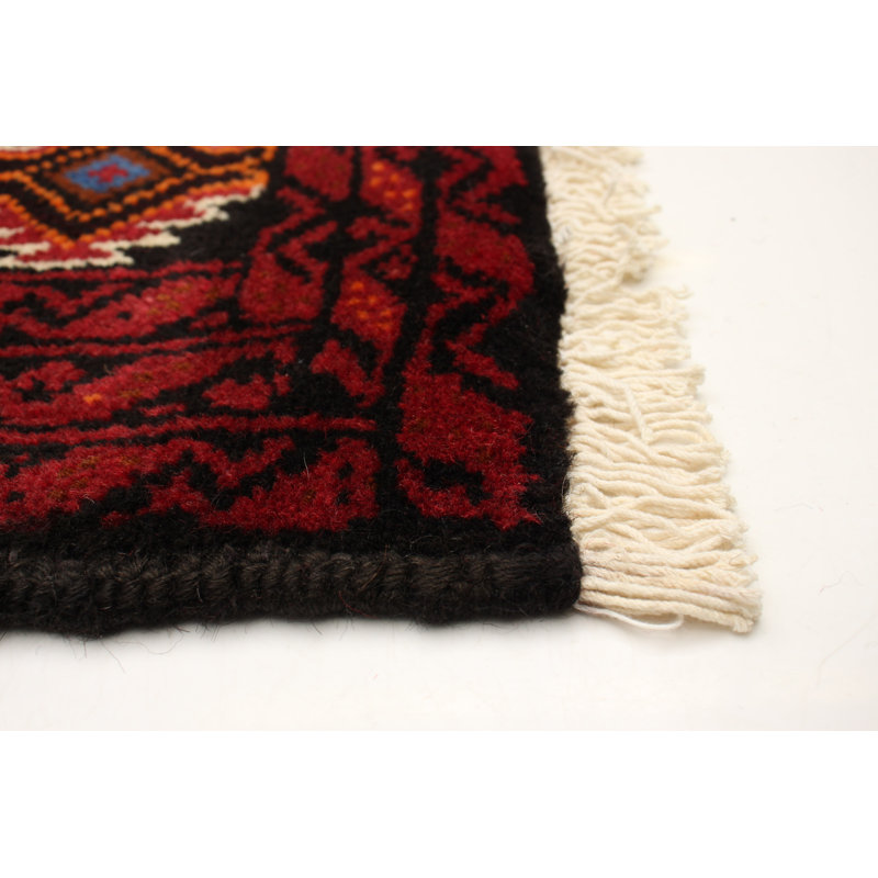 Tapis noir en laine noué à la main de conception unique 3 pi x 5 pi 2 po New Age Branigans