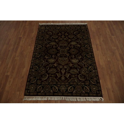 Burgundy Agra Oriental Rug 4x6 with Timeless Floral Motifs