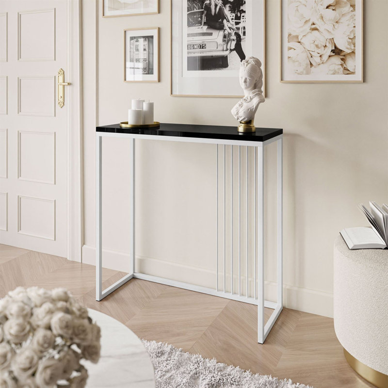 Heston Console Table, White, Black, 80cm H x 80cm W x 30cm D