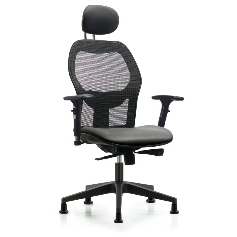 Vinyl Task Chair with Headrest, Sterling, Glides