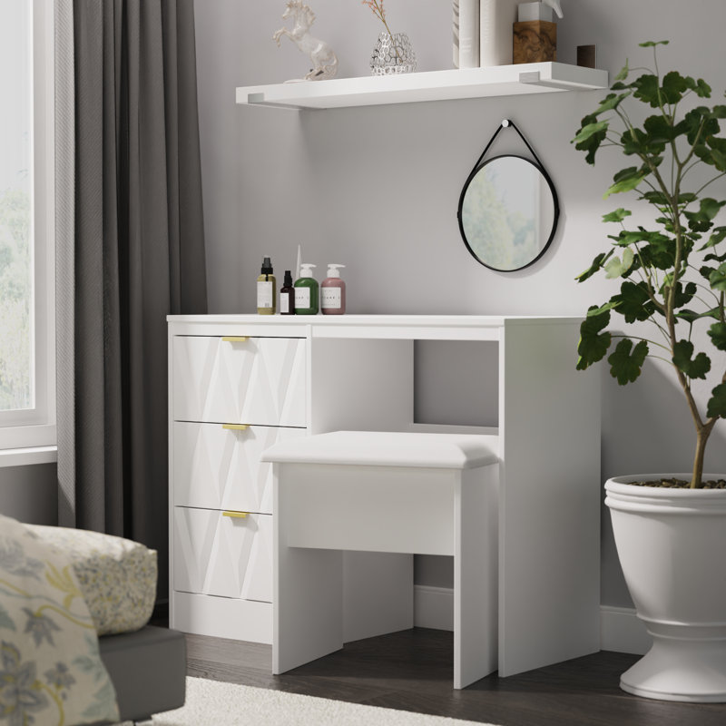 Las Vegas 3 Drawer Vanity in Graphite (Ready Assembled), White