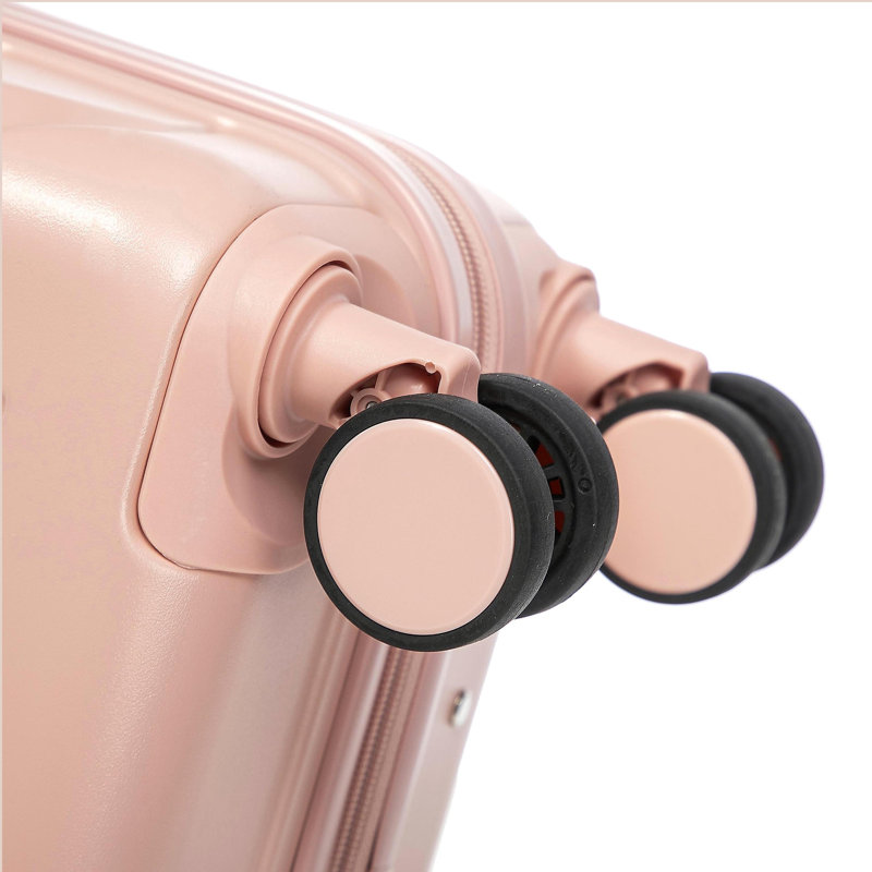 Bagage à carreaux rigide de 20 pouces en ABS à carreaux roulés - Surface résistante aux égratignures, quatre roues multidirectionnelles, avec serrure à combinaison. (Rose)
