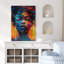«Pop Urban Street», orange, bleu, afro-américain, portrait féminin, chambre à coucher, œuvre d'art encadrée sur toile-107907594-107907595