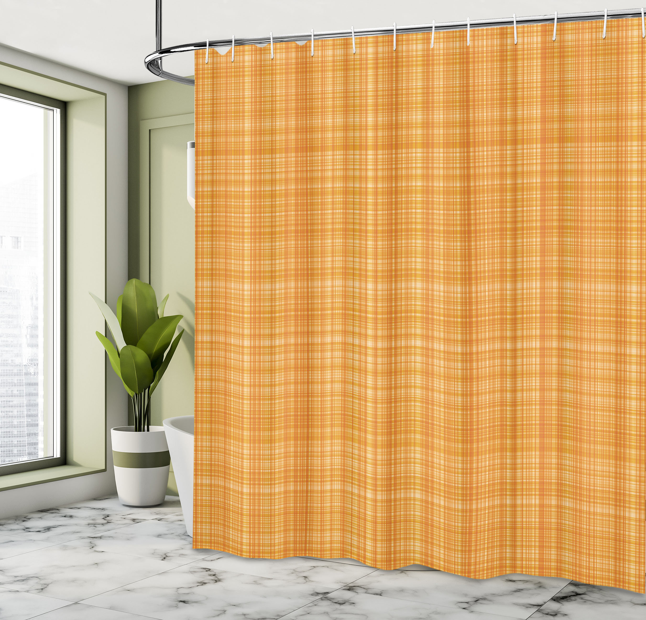 East Urban Home Orange Shower Curtain Striped Abstract Texture | Wayfair
