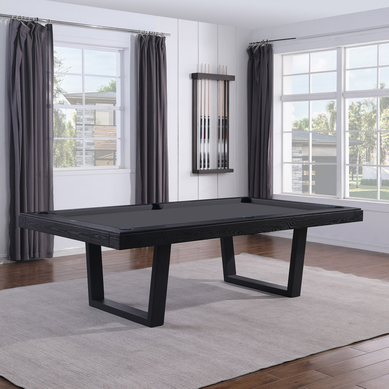 Table de billard en ardoise 8 pieds avec structure en acier Unity, Gris anthracite résistant à l'eau, Frêne noir brossé, Oui