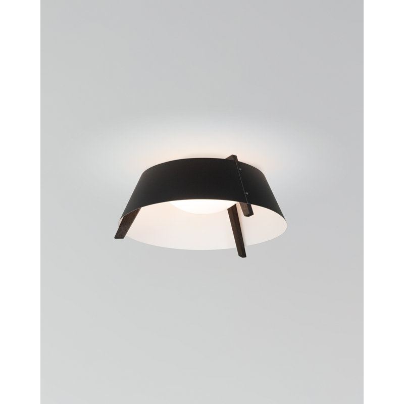 Casia LED Flush Mount, Dark Stained Walnut, Matte Black with Matte White, 3500 K