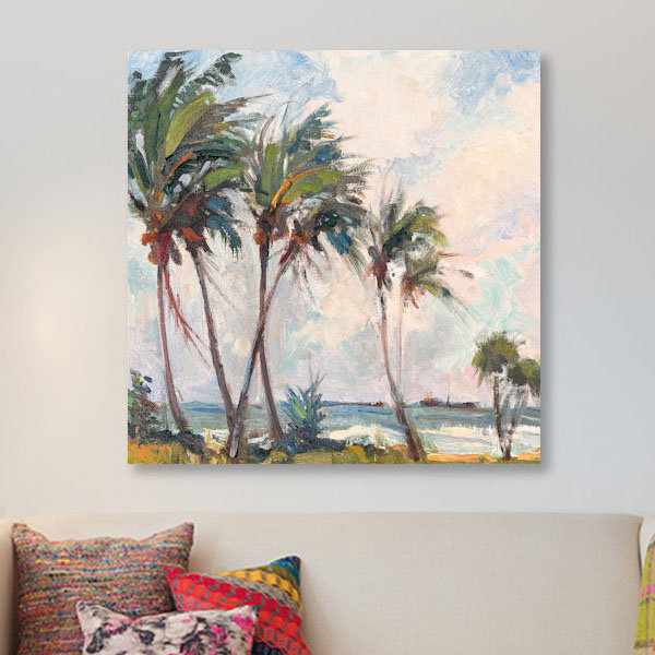 «Six Palms» par Richard A. Rodgers, reproduction sur toile, H 37 po x l 37 po x P 1,5 po, Pas de tapis, Toile tendue
