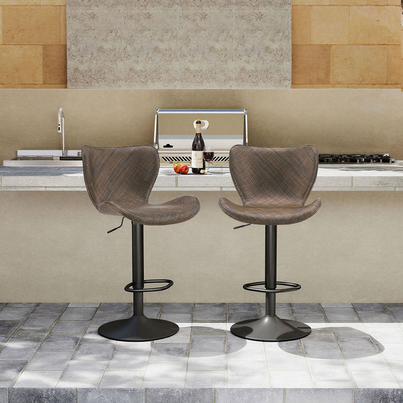 Chaise de bar pivotante pour l'extérieur, Brun / Noir