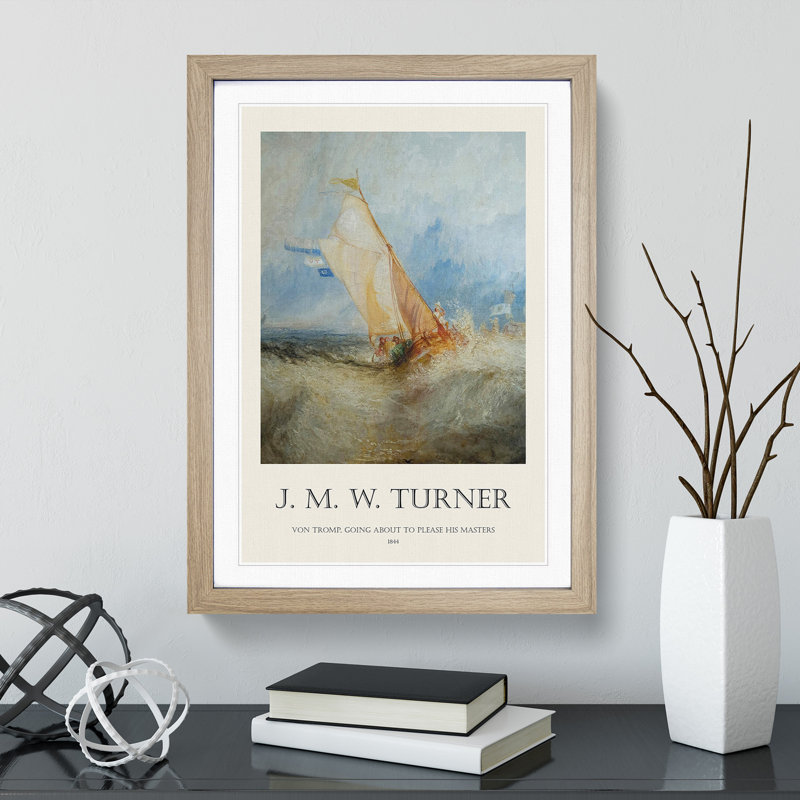 Ship at Sea - Picture Frame Painting, 48cm H x 36cm W x 2cm D, Oak