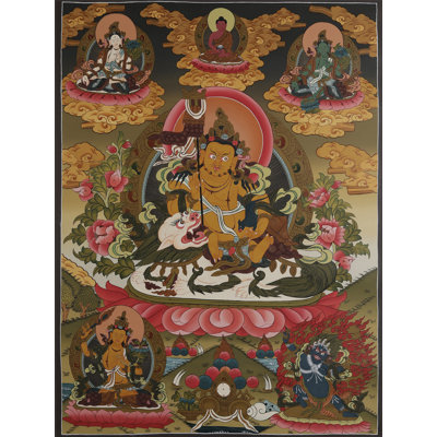 Singha Kubera Thangka Painting (Brocadeless Thangka)