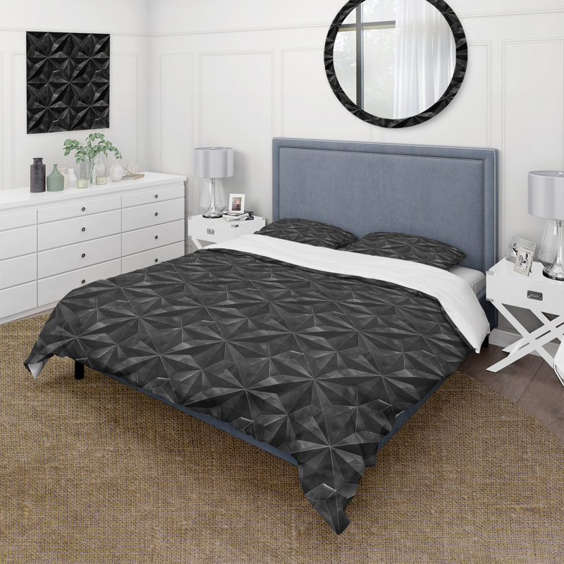 Ensemble de housse de couette noir Midcentury Stars - Midcentury, Housse de couette pour grand lit et 2 taies décor
