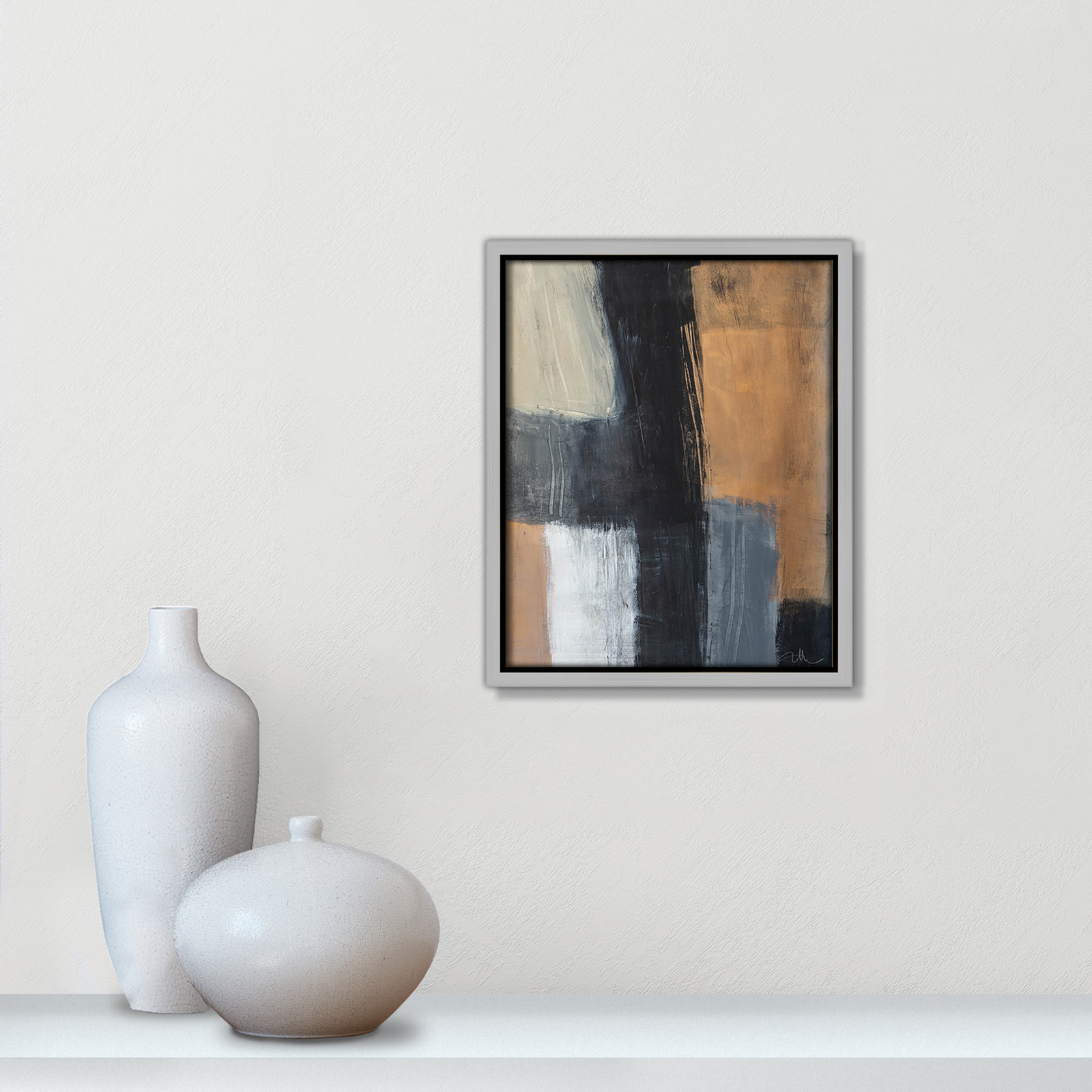 Calderon "Metallic Slate II" Print, 11.5" H x 9.5" W x 2" D, Silver Floater Framed, No Mat