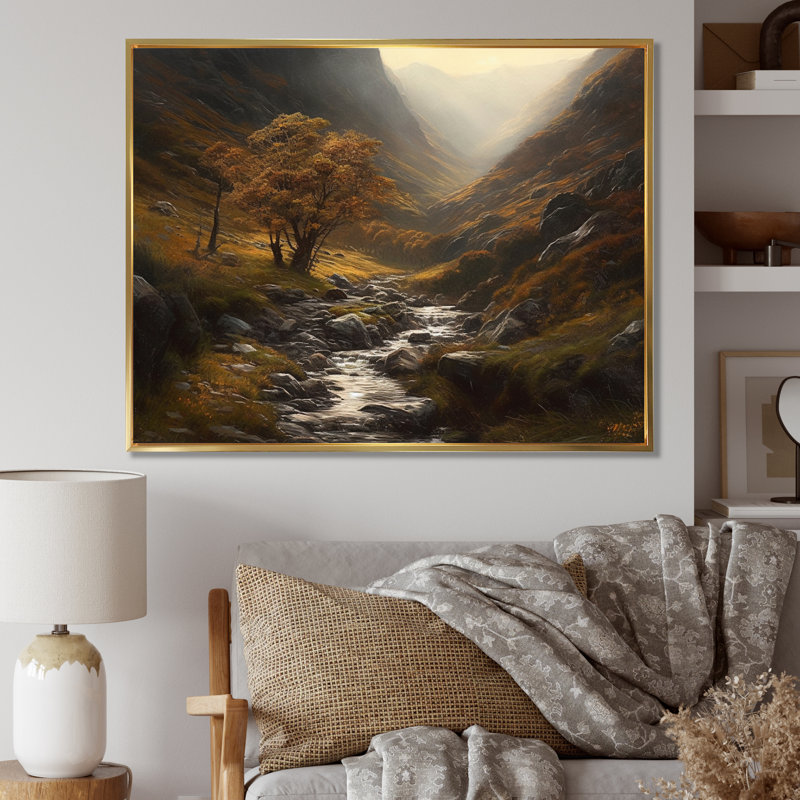 Tranquil Fields sur impression sur toile, H 24 po x l 32 po x P 1 po, Cadre flottant doré