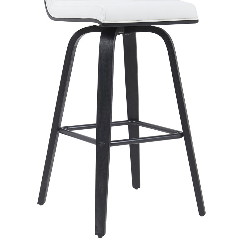 Tabouret de bar et de comptoir Biance, Tabouret de bar (siège d'une hauteur de 30 po), Noir, Simili cuir blanc