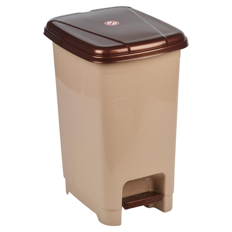 Esmerelda Plastic Pedal Lid Pedal Bin - 15.45L, Red/Brown