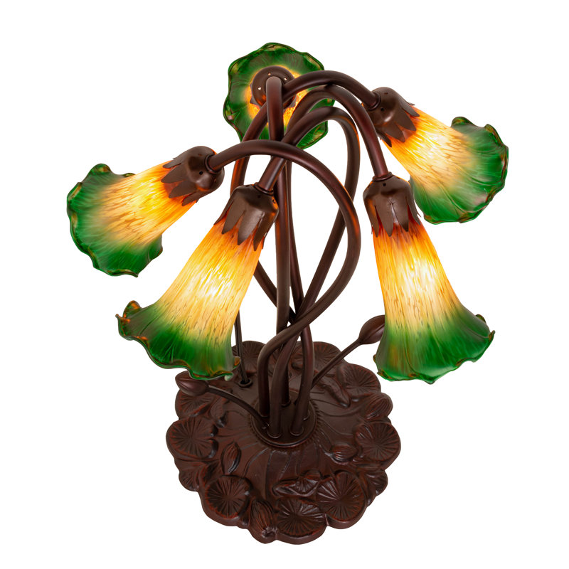 Tiffany Table Lamp, Rocker, Green/Amber