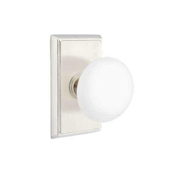 Emtek Passage Ice White Knob With Rectangular Rose & Reviews 