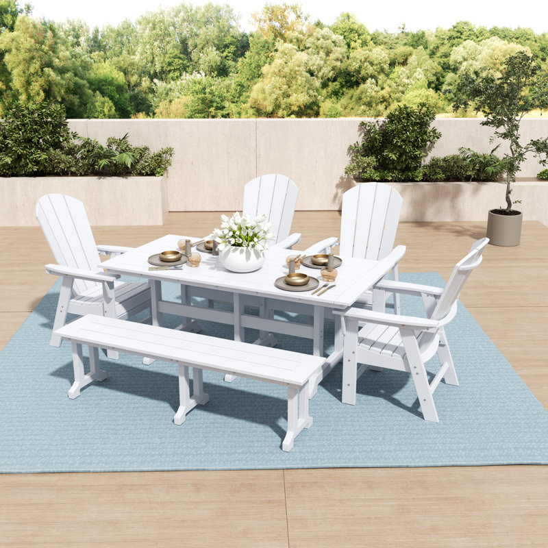 Ensemble de salle à manger rectangulaire pour 6 personnes 71 po Laguna, Blanc