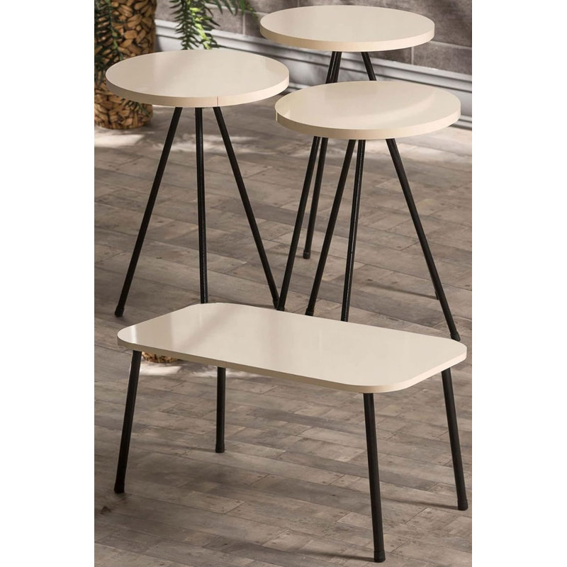 Natalie Living Room Table Set, Cream White