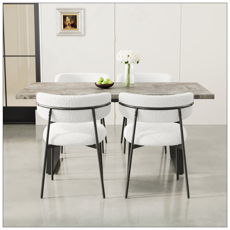 Ensemble de table et de salle à manger en bois aggloméré rectangulaire de 62,9 pouces, ensemble de 4 pièces, table de salle à manger élégante, table de salle à manger de cuisine, robuste et durable, facile à assembler, convenant à une salle à manger avec 4 à 6 personnes