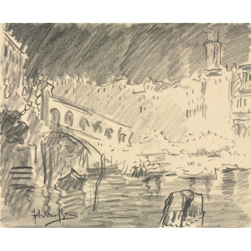 "Le pont du Rialto" par italico brass - Art mural sur toile tendue avec châssis, H 48 po x l 33 po