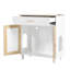 Elegant Cat Litter Box House With Charging Socket And Accessories Storage - Beige White 31 Shelter Scratching Area Compartment