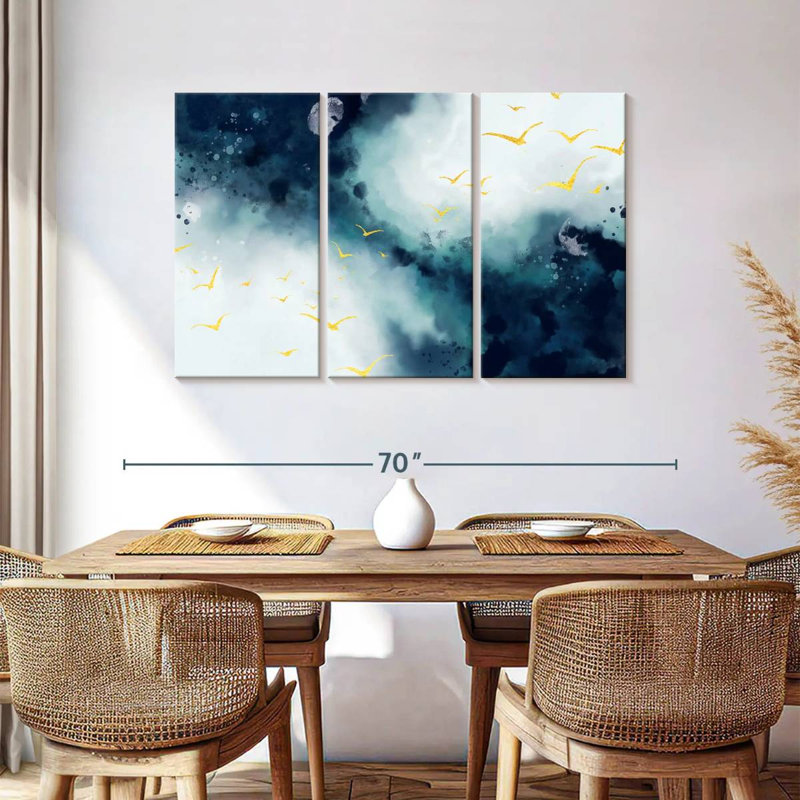 Avery Golden Birds Abstract Landscape, 36" H x 57" W