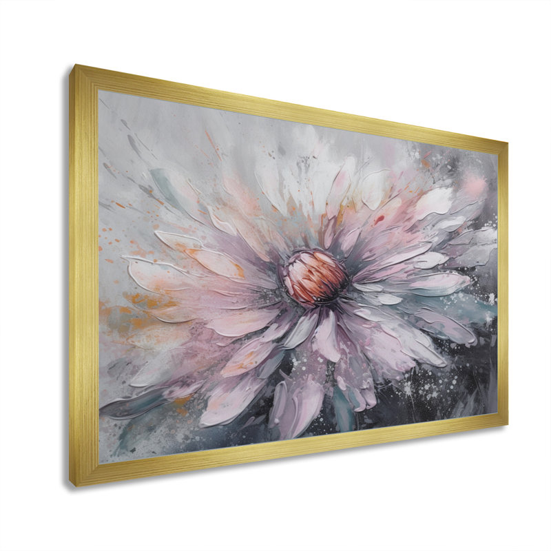 Art floral sur toile Lotus, impression de fleur rose, H 30 po x l 40 po x P 1,5 po, Cadre doré