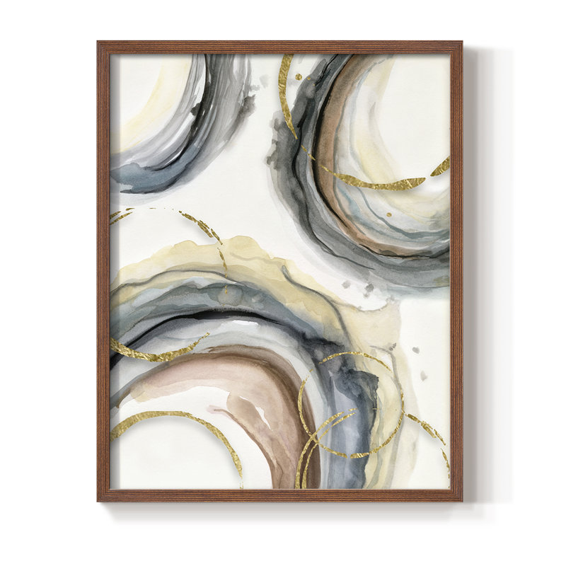 Reproduction encadrée Gold Elasticity II - bois massif, H 11 po x l 9 po, Noyer