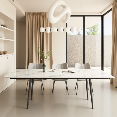 Table de salle à manger extensible en pierre frittée de 62,9 po à 94,4 po Dickerson