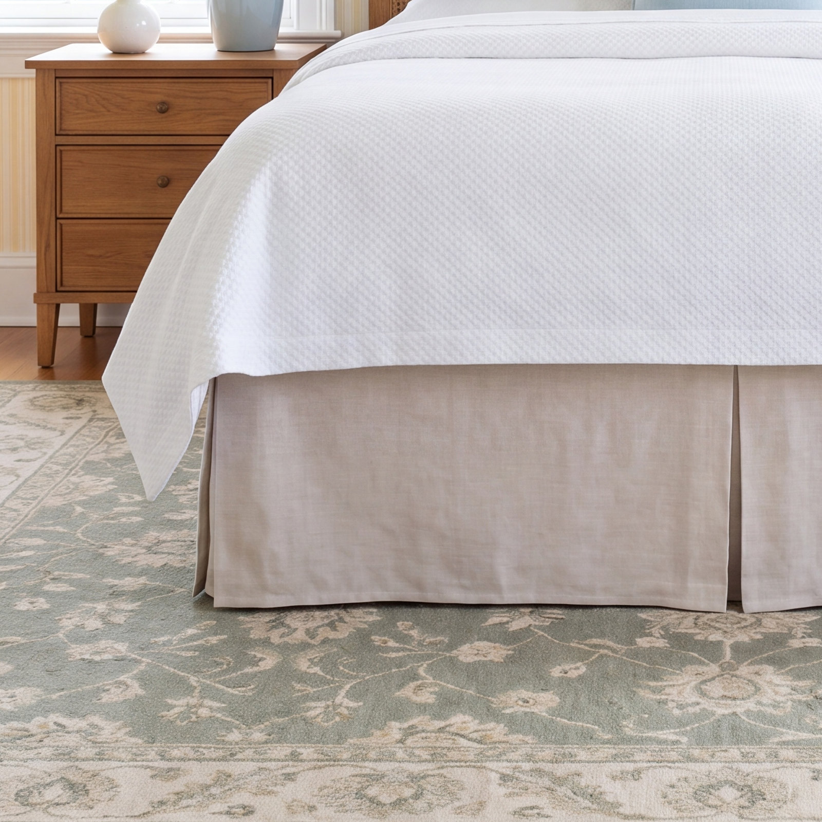Lush Linen Tailored Bed Skirt, White, King