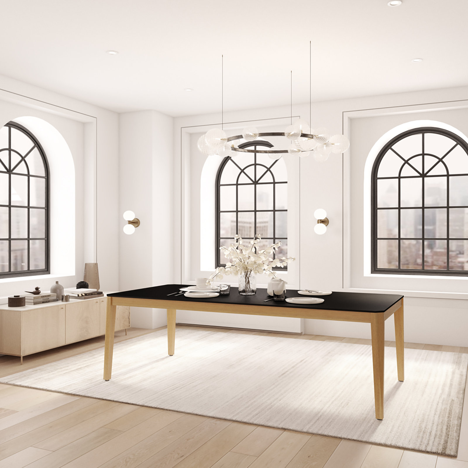 Alvine Dining Table, Black, 30" H x 67" L x 40" W