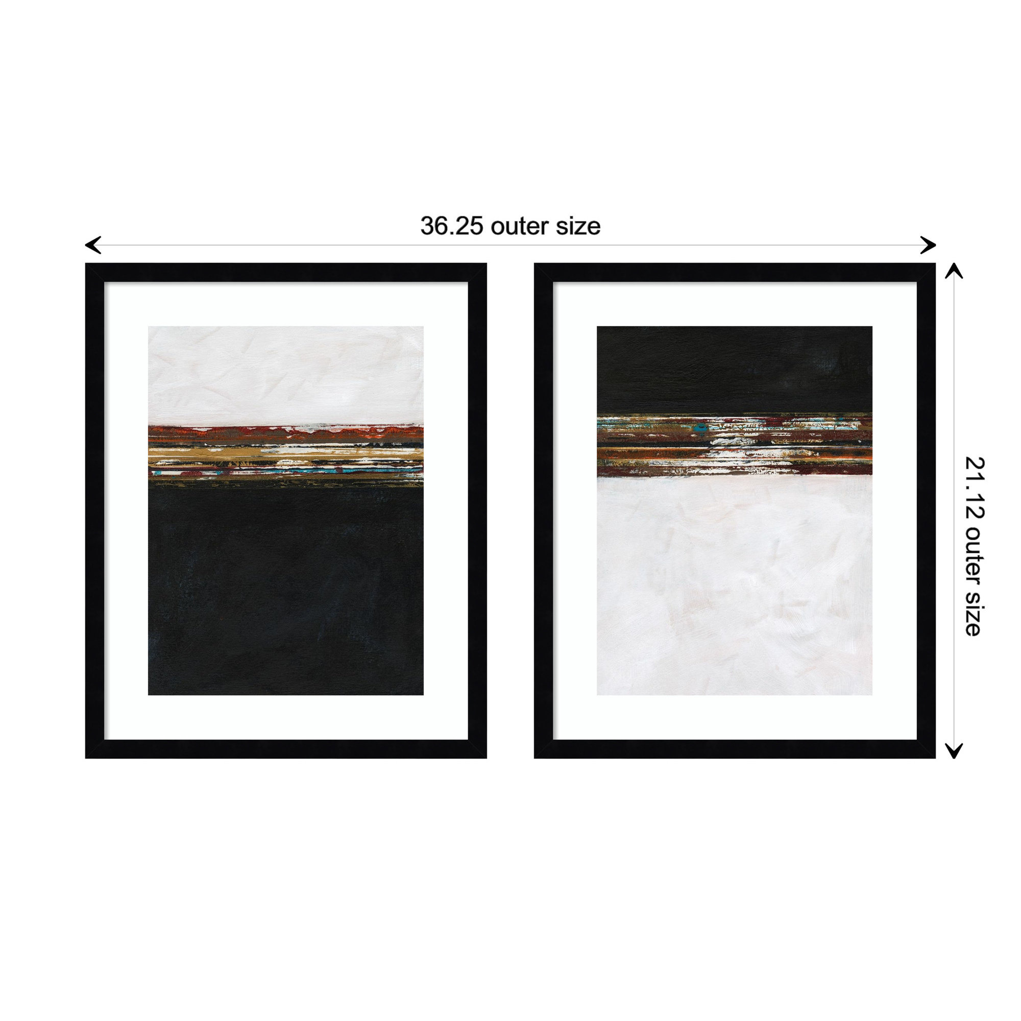 A Sense Of Space I & II by Jodi Fuchs, 21" H x 37" W, Black