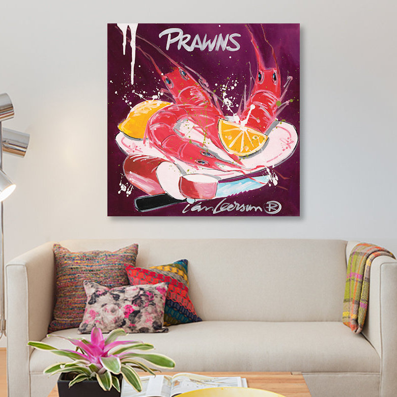 « langoustines », impression sur toile, H 48 po x l 48 po x P 1,5 po, Toile tendue, Pas de tapis