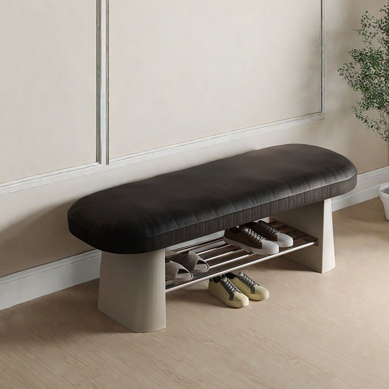 31,5 Tabouret avec range-chaussures, Noir / Beige