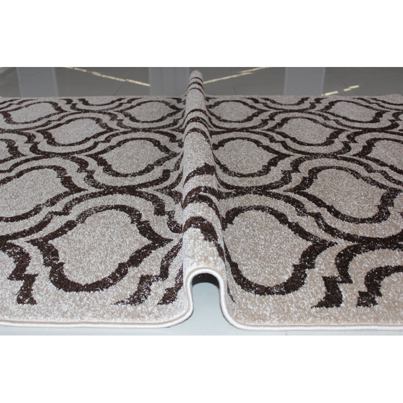 Tapis brun/blanc contemporain Rorie, 3 pi x 5 pi