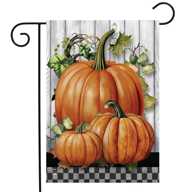 Drapeau de jardin Country Pumpkins, Automne orange/gris