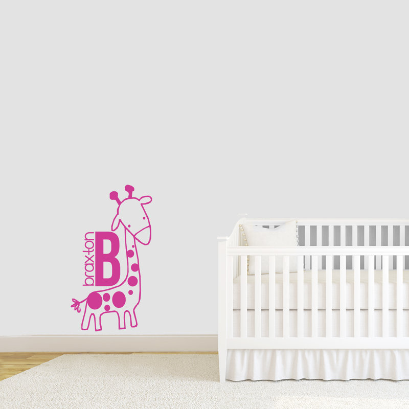 Adhésif décoratif girafe personnalisé, Rose vif, Oui