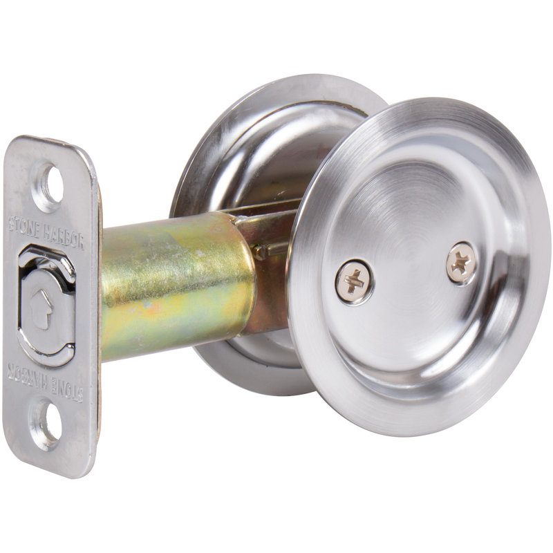 Loquet de porte à pochette ronde, Chrome satiné