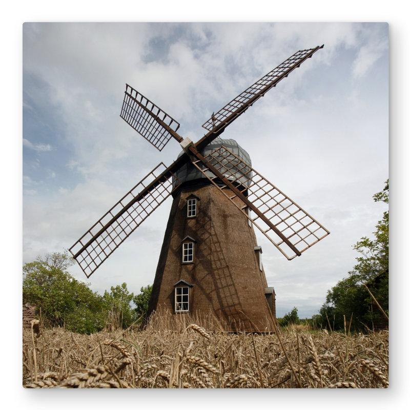 Windmill Beige Bedroom Metal Print | Home Decor Accent
