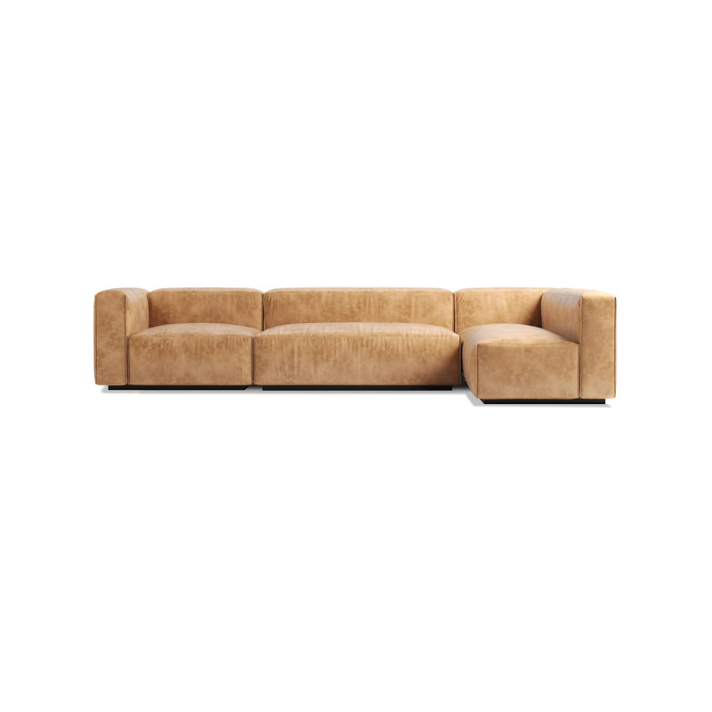 Cleon Modular Sectional, Camel Genuine Leather, Left Hand Facing