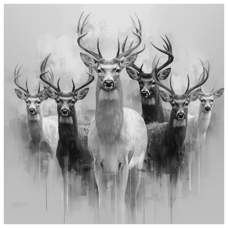 Coussins Group of Deer, 14 X 14 pouces
