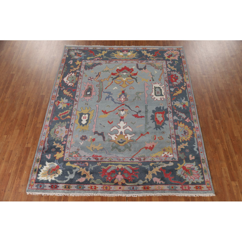 Tapis oriental fait à la main en laine de style indien Oushak 8 x 10