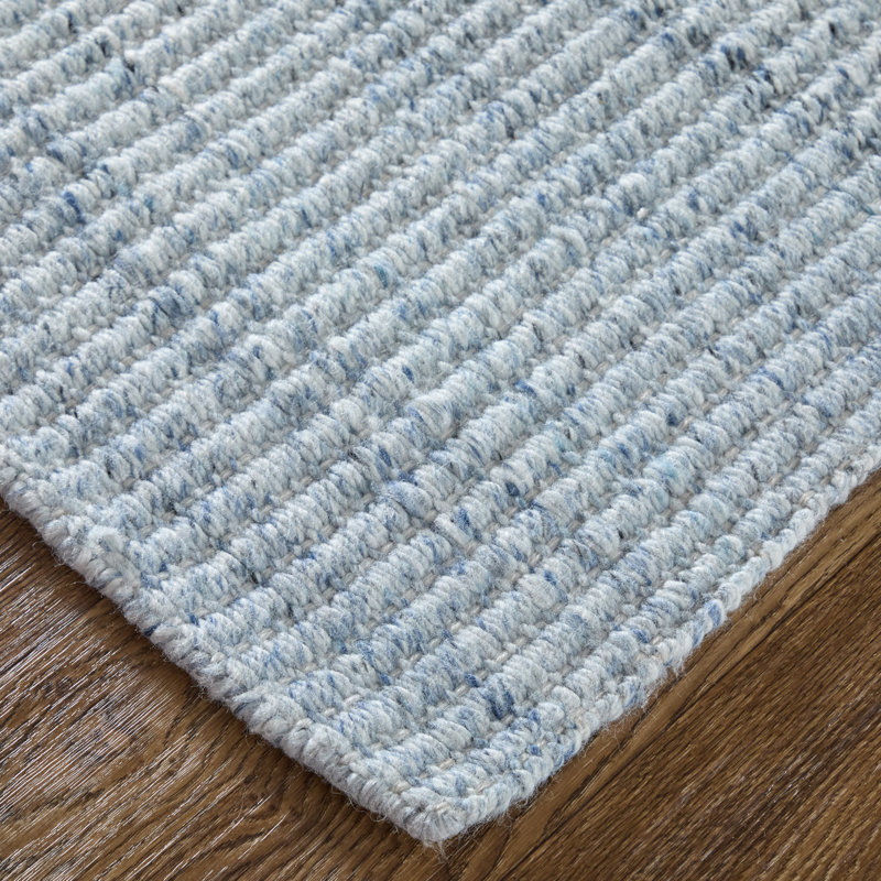 Limerick Hand Woven Recycled P.E.T Solid Color Area Rug in Blue, Rectangle 5' x 8', Light Blue