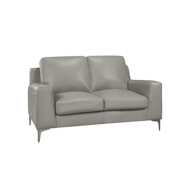 Causeuse Bijon, Cuir véritable gris nuageux