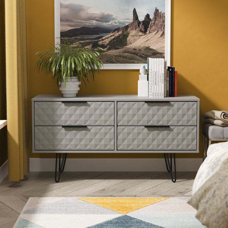 Talita 115cm W 4 - Drawer Chest of Drawers, Grey