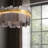 24'' Modern LED Chandelier, Round Smoked Gray Glass Pendant Light with Adjustable Color Temperature