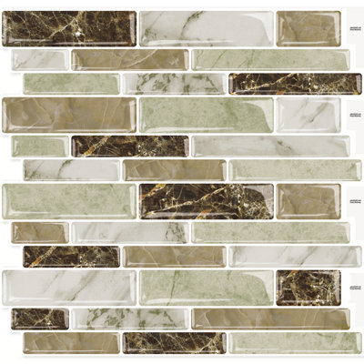 12'' W x 12'' L Vinyl Peel and Stick Subway Tile for Kitchen Backsplash,10-Sheet